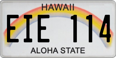 HI license plate EIE114