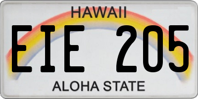 HI license plate EIE205