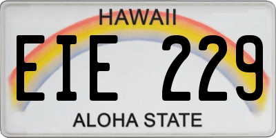 HI license plate EIE229