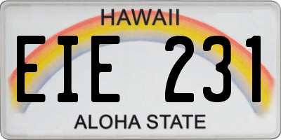 HI license plate EIE231