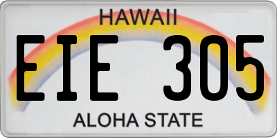 HI license plate EIE305