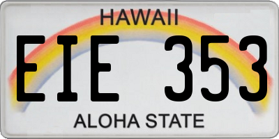 HI license plate EIE353