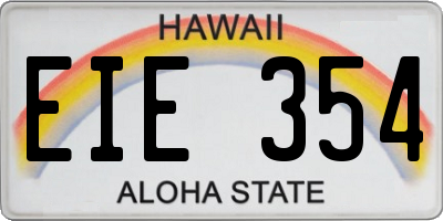 HI license plate EIE354