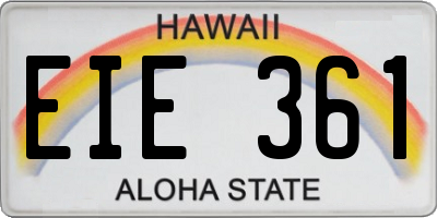 HI license plate EIE361