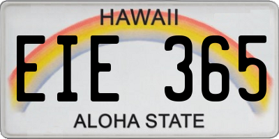 HI license plate EIE365