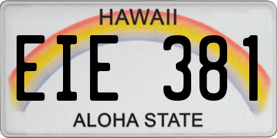 HI license plate EIE381