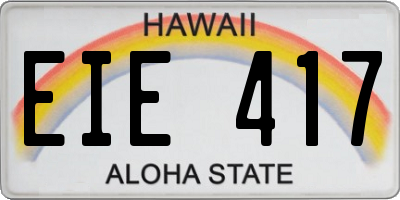 HI license plate EIE417