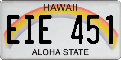 HI license plate EIE451