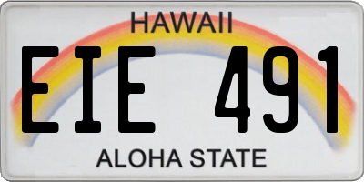 HI license plate EIE491