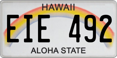 HI license plate EIE492