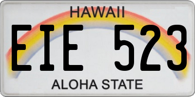HI license plate EIE523