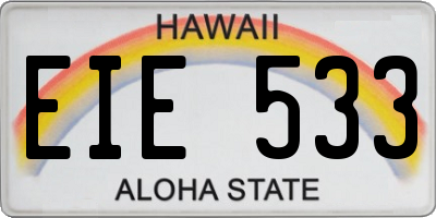 HI license plate EIE533