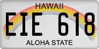 HI license plate EIE618