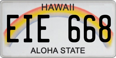 HI license plate EIE668