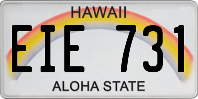 HI license plate EIE731