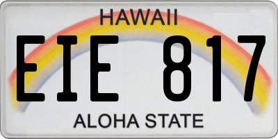 HI license plate EIE817