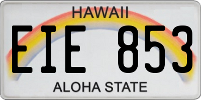 HI license plate EIE853