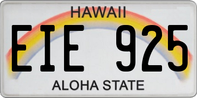HI license plate EIE925