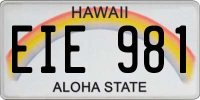 HI license plate EIE981