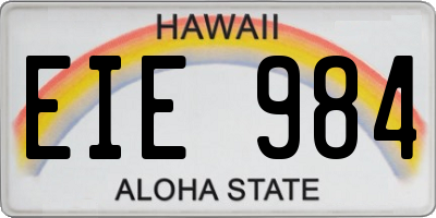 HI license plate EIE984