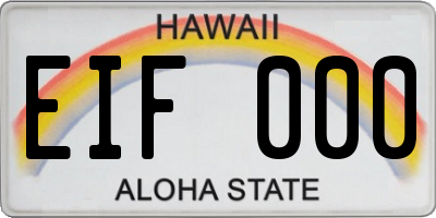 HI license plate EIF000