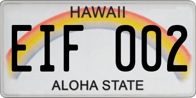 HI license plate EIF002