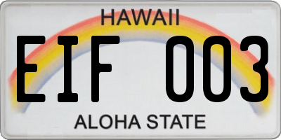 HI license plate EIF003