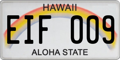 HI license plate EIF009