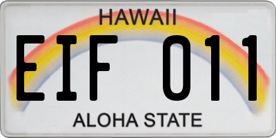HI license plate EIF011