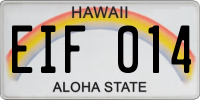 HI license plate EIF014