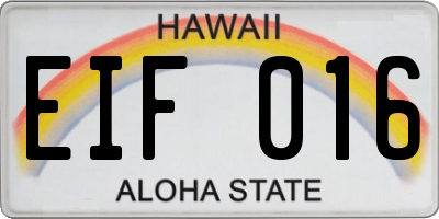 HI license plate EIF016