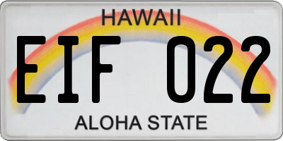 HI license plate EIF022