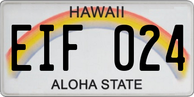 HI license plate EIF024