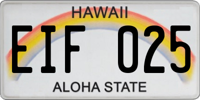 HI license plate EIF025