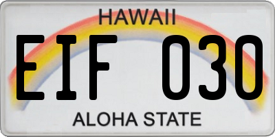 HI license plate EIF030