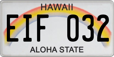 HI license plate EIF032