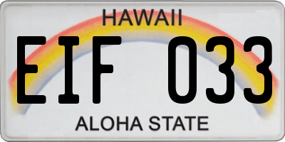HI license plate EIF033