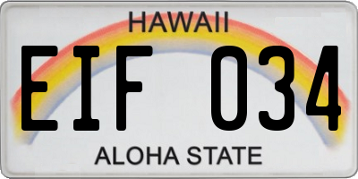 HI license plate EIF034