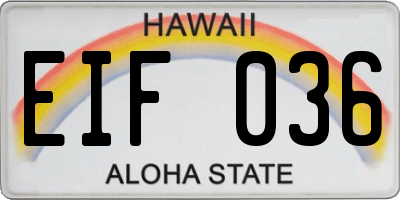 HI license plate EIF036