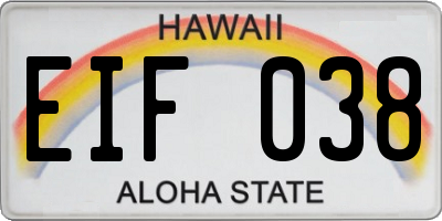 HI license plate EIF038