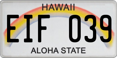 HI license plate EIF039