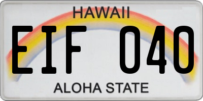 HI license plate EIF040