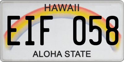 HI license plate EIF058