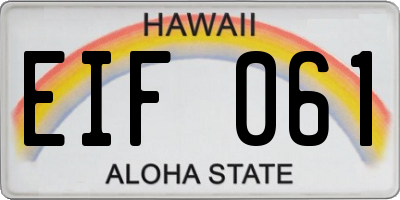 HI license plate EIF061