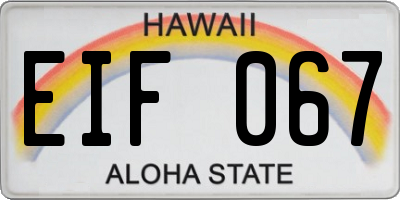 HI license plate EIF067