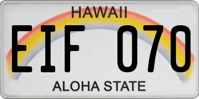 HI license plate EIF070