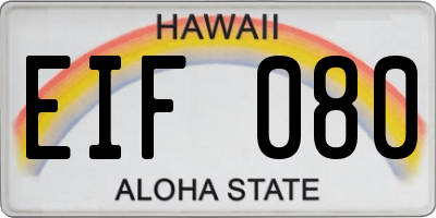 HI license plate EIF080