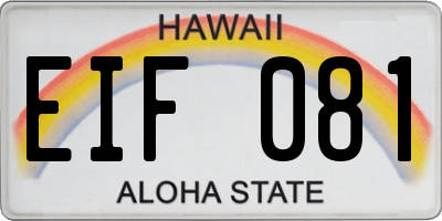 HI license plate EIF081