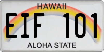 HI license plate EIF101