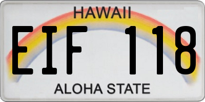 HI license plate EIF118